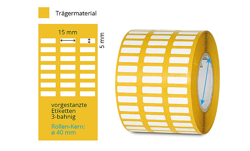 weisse Laboretiketten 3-bahnig 15 x 5 mm