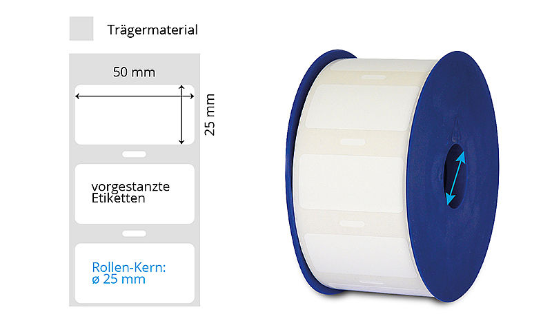 Kunststoff-Etiketten 50x25mm ab Rolle