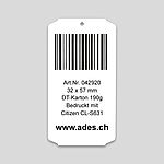 Anhängeschild aus Thermotransfer Kartonpapier