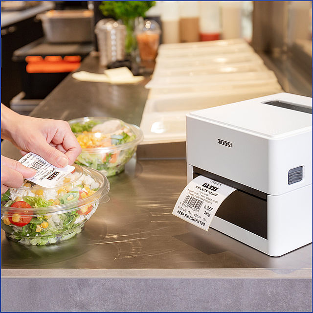 Citizen Etikettendrucker für den Druck von schwarzweissen Produktetiketten