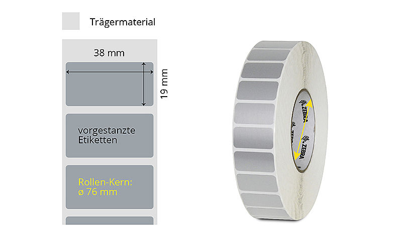 silbrige Typenschild-Etiketten auf Rolle