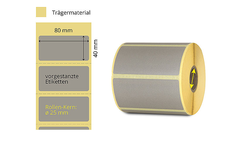 graue Etiketten auf Rolle