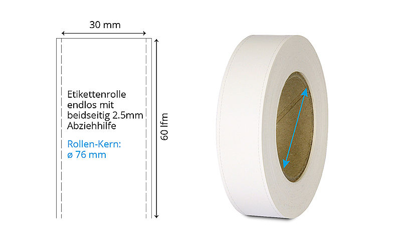 Inkjet Etikettenrolle blanko 30mmx60m