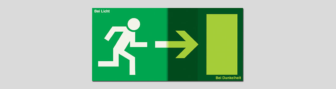 bei Nacht leuchtende Etiketten