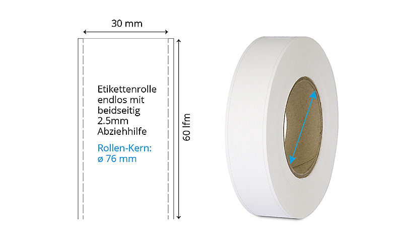 Polypropylen Kunststoff-Etiketten 30 mm x 60 lfm