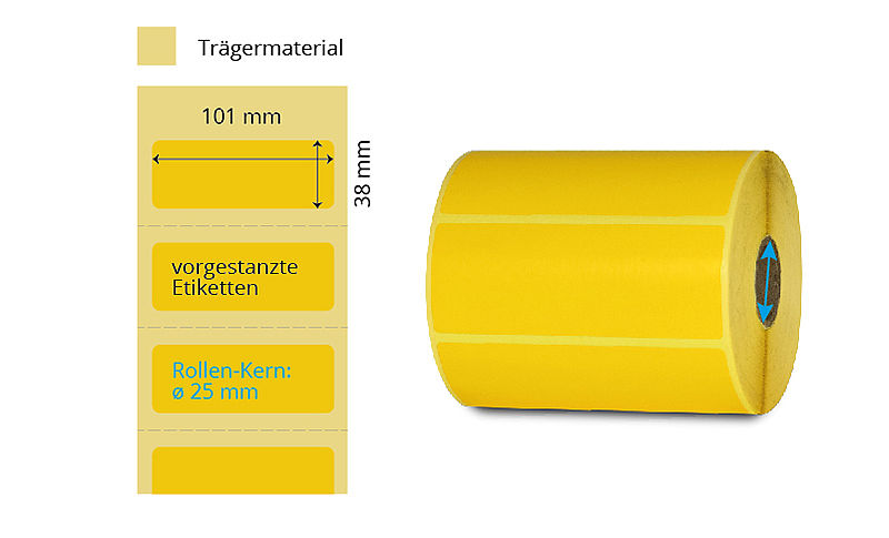 gelbe Thermoetiketten