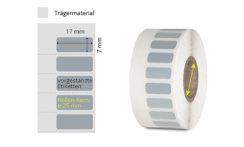 Typenschilder auf Rolle silber
