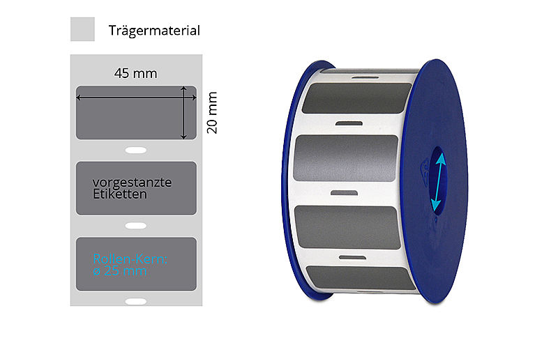 silbrige Typenschild-Klebeetiketten