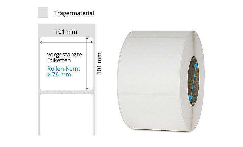 weisse Kunststoff-Etiketten auf Rolle
