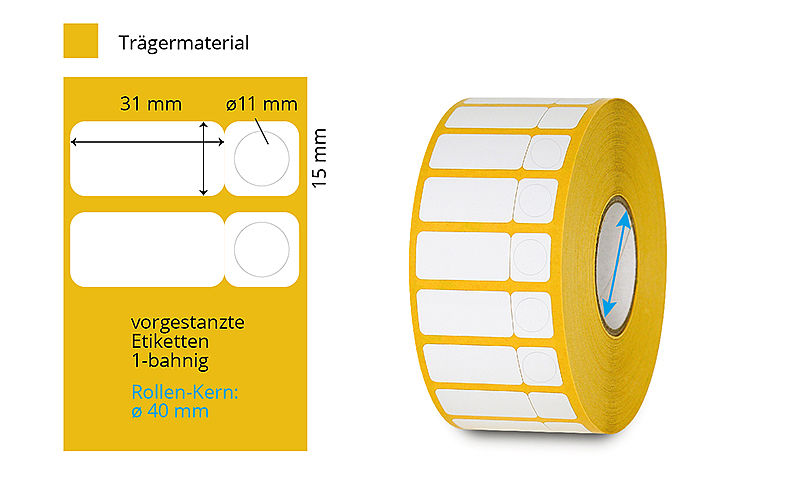 weisse Labor-Etikettenrolle mit 2 Etiketten
