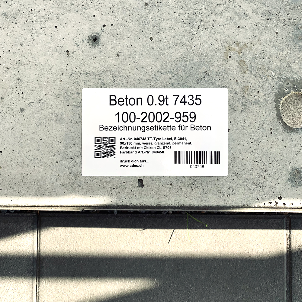 ADES Betonetiketten für die Beschriftung von Baustoffen