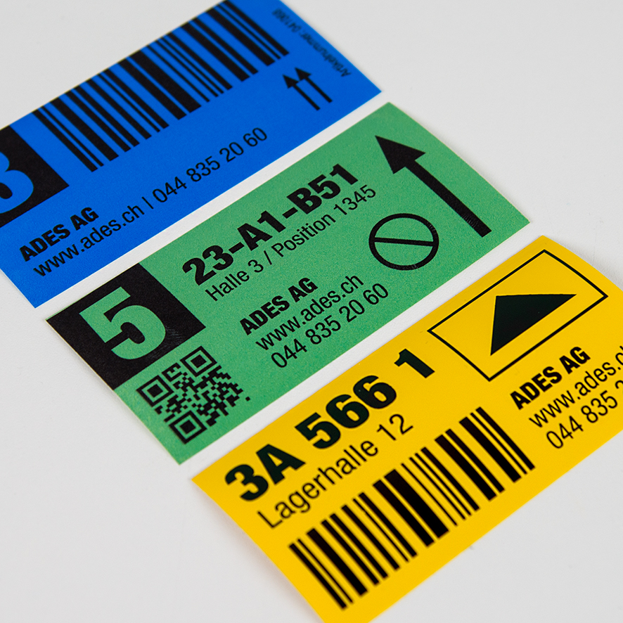 Farbige Lageretiketten
