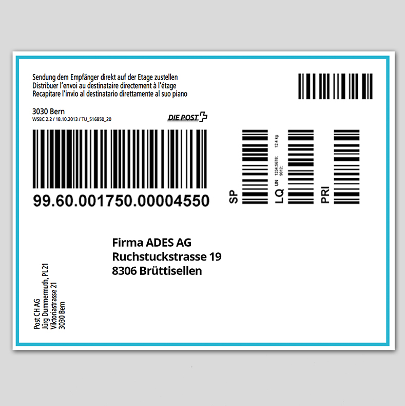 Versandetiketten, Etiketten für Pakete