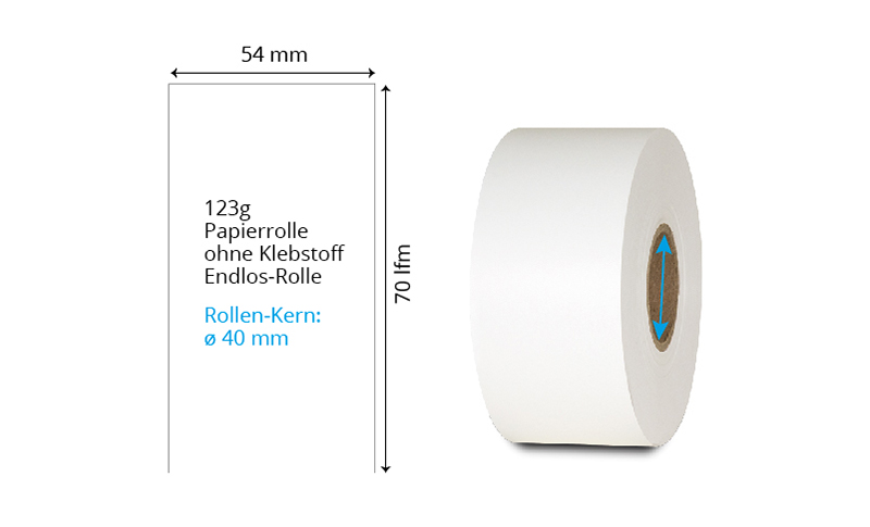 Kartonpapier Rolle mit Endlos-Format 54mm x 70lfm für das Erstellen von individuellen Terminkarten